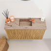 Mondiaz JOYA-DLUX 70cm toiletmeubel - kleur Oak - Wastafel FAYE positie Midden 1 kraangat kleur Arena. SW1423856