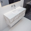 Mondiaz VICA ensemble de meuble de salle de bain - 120cm - meuble sous-vasque carrara - 2 tiroirs - lavabo moon milieu - sans trous de robinet - miroir LED - version XL 60cm de haut SW1097593