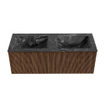 MONDIAZ KURVE-DLUX 120cm Meuble salle de bain - couleur Walnut - 1 tiroir - vasque LEAF double - sans trou de robinet - couleur Lava SW1137261