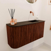 Mondiaz JOYA 81.6cm meuble de toilette - arrondi gauche couleur Ruby - Vasque FAYE position Droite Sans trou de robinet couleur Urban. SW1421891