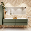 Mondiaz VICA Ensemble meuble de salle de bains - 190cm - army - 4 tiroirs - Lavabo MOON - droite - 1 trou de robinet - couleur talc - Version XL 60cm de haut SW1189224