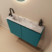 MONDIAZ TURE-DLUX Meuble toilette - 80cm - Smag - EDEN - vasque Glace - position gauche - 1 trou de robinet SW1103528
