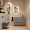 MONDIAZ TURE-DLUX Meuble toilette - 100cm - Smoke - EDEN - vasque Opalo - position gauche - sans trou de robinet SW1104634