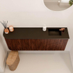 Mondiaz JOYA 111.6cm meuble de salle de bains - arrondi gauche couleur Ruby - Vasque FAYE position Droite 1 trou de robinet couleur Urban SW1421856