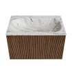 MONDIAZ KURVE-DLUX 70cm Meuble salle de bain - couleur Walnut - 1 tiroir - vasque BIG SMALL centre - sans trou de robinet - couleur Glace SW1138011