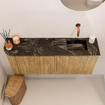 Mondiaz JOYA-DLUX 101.6cm toiletmeubel - ronding links kleur Oak - Wastafel FAYE positie Rechts Zonder kraangat kleur Lava. SW1422089