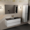 Mondiaz AIVY Ensemble de meuble - 120x45x50cm - 0 trous de robinet - 1 vasque Urban Solid surface - Centre - 2 tiroirs - avec miroir - MDF Talc SW892164