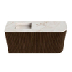 Mondiaz JOYA-DLUX 81.6cm toiletmeubel - ronding rechts kleur Walnut - Wastafel FAYE positie Links 1 kraangat kleur Frappe. SW1422337