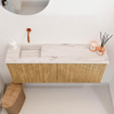 Mondiaz JOYA-DLUX 100cm toiletmeubel - kleur Oak - Wastafel FAYE positie Links Zonder kraangat kleur Nata. SW1424015