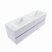 Mondiaz VICA-DLUX Ensemble de meuble de salle de bain - 150cm - meuble sous-vasque cale - 4 tiroirs - lavabo encastrée cloud double - 2 trous de robinet - version haute de 60cm - opalo SW1086380