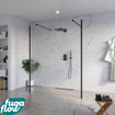 FugaFlow Eccelente Vetro Douche à l'italienne libre dans la salle de bain - 160x200cm - Clair - anti-calcaire - verre de sécurité 8mm - 2 parois latérales 40cm - avec bras muraux et profils d'angle - Noir mat - SW1125704