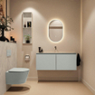 MONDIAZ TURE-DLUX Meuble de toilettes 120 cm Greey. EDEN vasque Opalo position milieu. Sans trou de robinet. SW1104335