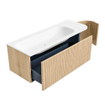 MONDIAZ KURVE 125cm Meuble salle de bain avec module 25 D - couleur Oak - 1 tiroir - 1 porte - vasque BIG MEDIUM gauche - 1 trou de robinet - Talc SW1138197