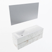 Mondiaz VICA ensemble de meuble de salle de bain - 130cm - meuble sous vasque carrara - 2 tiroirs - lavabo cloud gauche - sans trous de robinet - couleur talc - miroir LED - version XL 60cm de haut SW1095821