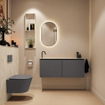 MONDIAZ TURE-DLUX Meuble toilette - 120cm - Dark Grey - EDEN - vasque Ostra - position gauche - 1 trou de robinet SW1104817