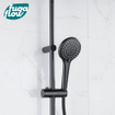 FugaFlow Efficiente Sobrado regendouche met thermostaat hoofddouche 30cm handdouche 3 standen zwart 110cm SW1123804