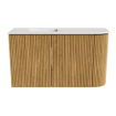 Mondiaz JOYA 71.6cm toiletmeubel - ronding rechts kleur Oak - Wastafel FAYE positie Links 1 kraangat kleur Talc. SW1421162