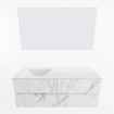 Mondiaz VICA ensemble de meuble de salle de bain - 130cm - meuble sous vasque carrara - 4 tiroirs - lavabo cloud gauche - 1 trou de robinet - couleur talc - miroir LED - version XL 60cm de haut SW1095808