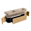 MONDIAZ THOR-DLUX Meuble de salle de bains 170cm arrondi gauche + droite couleur Oak avec 1 tiroir et 2 portes. Vasque suspendue CLOUD Double 2 trous de robinet couleur Arena. SW1465788