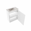 MONDIAZ TURE-DLUX Meuble toilette - 40cm - Talc - EDEN - vasque Glace - position gauche - 1 trou de robinet SW1103081