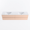MONDIAZ VICA Ensemble meuble de salle de bains - 200cm - sous-meuble rosee - 4 tiroirs - lavabo cloud double - 2 trous de robinet - version haute 60cm - talc SW1083361