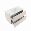MONDIAZ VICA-DLUX Ensemble meuble de salle de bains - 80cm - meuble bas linen - 2 tiroirs - lavabo encastré cloud central - sans trous de robinet - version haute 60cm - frape SW1088924