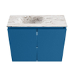 MONDIAZ TURE-DLUX Meuble toilette - 60cm - Jeans - EDEN - vasque Glace - position gauche - 1 trou de robinet SW1103325