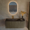 Mondiaz KURVE Ensemble de meubles de salle de bains - 105x46x40cm - 1 tiroir - 1 porte - lavabo solid surface - gauche - 1 trou pour robinet - Shadow SW1414188