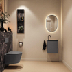 MONDIAZ TURE-DLUX Meuble de toilettes 40cm Dark Grey. Lavabo EDEN Lava position droite. Avec 1 trou de robinet. SW1103782