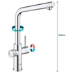 GROHE Blue Home Keukenkraan - L-Uitloop - 1-gats - filterfunctie - plat licht en bruisend water - chroom SW228365
