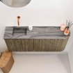 Mondiaz JOYA-DLUX 101.6cm toiletmeubel - ronding rechts kleur Dusk - Wastafel FAYE positie Links Zonder kraangat kleur Sombra. SW1426171