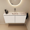 MONDIAZ TURE-DLUX meuble WC 100 cm Talc. EDEN lavabo Glace position centrale. Sans trou de robinet. SW1103110