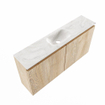 MONDIAZ TURE-DLUX Meuble toilette - 100cm - Washed Oak - EDEN - vasque Ostra - position centrale - sans trou de robinet SW1105148