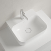 Villeroy & Boch Finion lave-mains dessous rectifié 1 trou de robinetterie 43x39cm - ceramic+ avec trop-plein dissimulé blanc SW106456