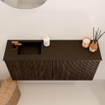 Mondiaz JOYA 90cm meuble de salle de bains - couleur Walnut - Vasque FAYE position Gauche 1 trou de robinet couleur Urban. SW1421345