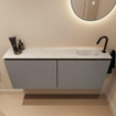 MONDIAZ TURE-DLUX Meuble toilette - 120cm - Smoke - EDEN - vasque Opalo - position droite - 1 trou de robinet SW1104718