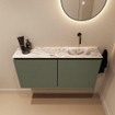 MONDIAZ TURE-DLUX Meuble WC 100 cm Army. Lavabo EDEN Glace position droite. Sans trou de robinet. SW1103204