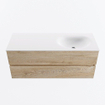 MONDIAZ VICA meuble sous lavabo 120cm Chêne blanchi 2 tiroirs. Lavabo MOON à droite sans trou de robinet, couleur Talc. SW1381966