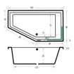 Xenz Society 160 ligbad - 160x90cm - met overloop - zonder afvoer - Hoekopstelling rechts - Acryl - Edelweiss mat SW103352