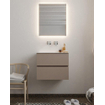 Mondiaz VICA ensemble de meuble de salle de bain - 60cm - meuble sous-vasque fumée - 2 tiroirs - lavabo lune milieu - sans trou de robinet version XL 60cm haut SW1089744