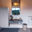 Mondiaz ALAN-DLUX Ensemble de meuble - 100cm - meuble Cale mat - 1 tiroir - Lavabo Cloud Lava suspendu - vasque Centre - 1 trou de robinet SW808215