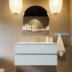 Mondiaz VICA-DLUX ensemble de meuble de salle de bain - 100cm - meuble sous-vasque argile - 2 tiroirs - lavabo encastré nuage milieu - 1 trou de robinet - version haute 60cm - ostra SW1087085