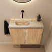 MONDIAZ TURE-DLUX Meuble de WC 60 cm Washed Oak. Lavabo EDEN Frappe position gauche. Sans trou de robinet. SW1103089