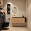 MONDIAZ TURE-DLUX Meuble WC 120 cm Washed Oak. Lavabo EDEN Lava position gauche. Sans trou de robinet. SW1104155