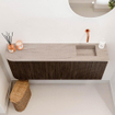Mondiaz JOYA-DLUX 111.6cm toiletmeubel - ronding links kleur Walnut - Wastafel FAYE positie Rechts Zonder kraangat kleur Saba. SW1424679