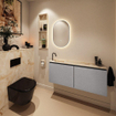 MONDIAZ TURE-DLUX Meuble toilette - 120cm - Plata - EDEN - vasque Frappe - position gauche - 1 trou de robinet SW1102941