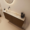 MONDIAZ TURE-DLUX Meuble toilette - 100cm - Rust - EDEN - vasque Frappe - position gauche - sans trou de robinet SW1103001