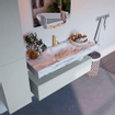 Mondiaz ALAN-DLUX Ensemble de meuble - 120cm - meuble Clay mat - 1 tiroir - Lavabo Cloud Glace suspendu - vasque Centre - 1 trou de robinet SW806237