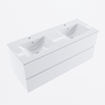 MONDIAZ VICA 120cm badmeubel onderkast Talc 2 lades. Wastafel DENIA dubbel 2 kraangaten, kleur Glanzend Wit. SW1381836