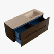 Mondiaz CIRO-DLUX Ensemble de meubles de salle de bains - 130x45x50cm - Lavabo solid surface Saba - 1 vasque à droite - 1 trou de robinet - 4 tiroirs - Noyer SW1530696